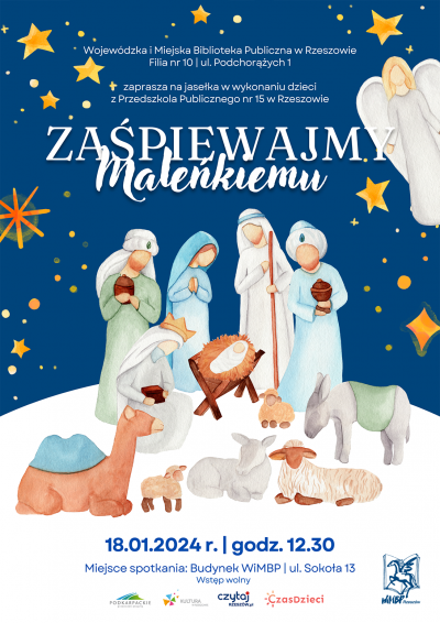 Grafika promująca jasełka w Bibliotece - zaproszenie